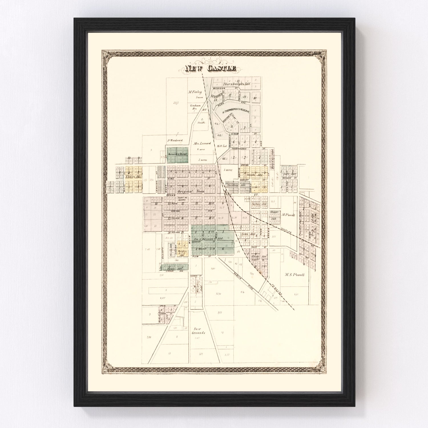 Vintage map of Henry County, Indiana, 1875