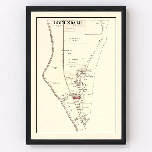 vintage map of Greendale, Indiana, 1875