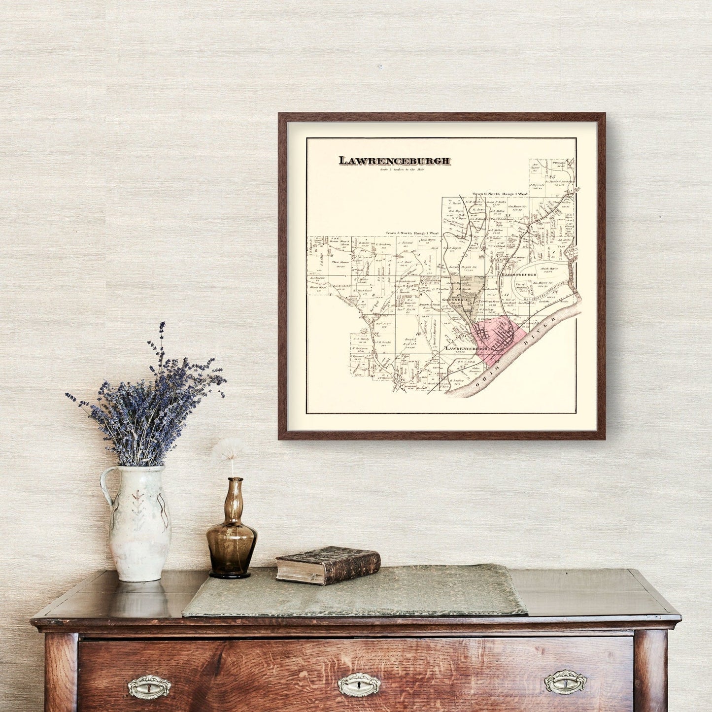 Vintage Map of Lawrenceburgh Township, Indiana, 1875