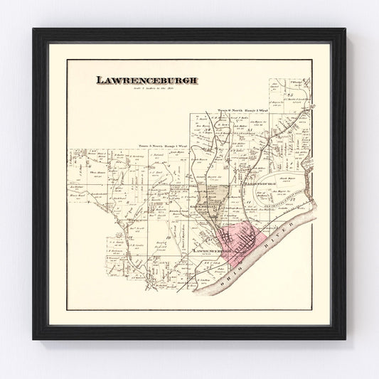 Vintage map of Lawrenceburgh Township, Indiana, 1875