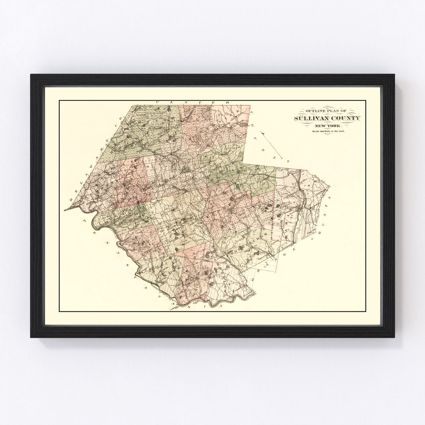 Vintage map of Sullivan County, New York, 1875