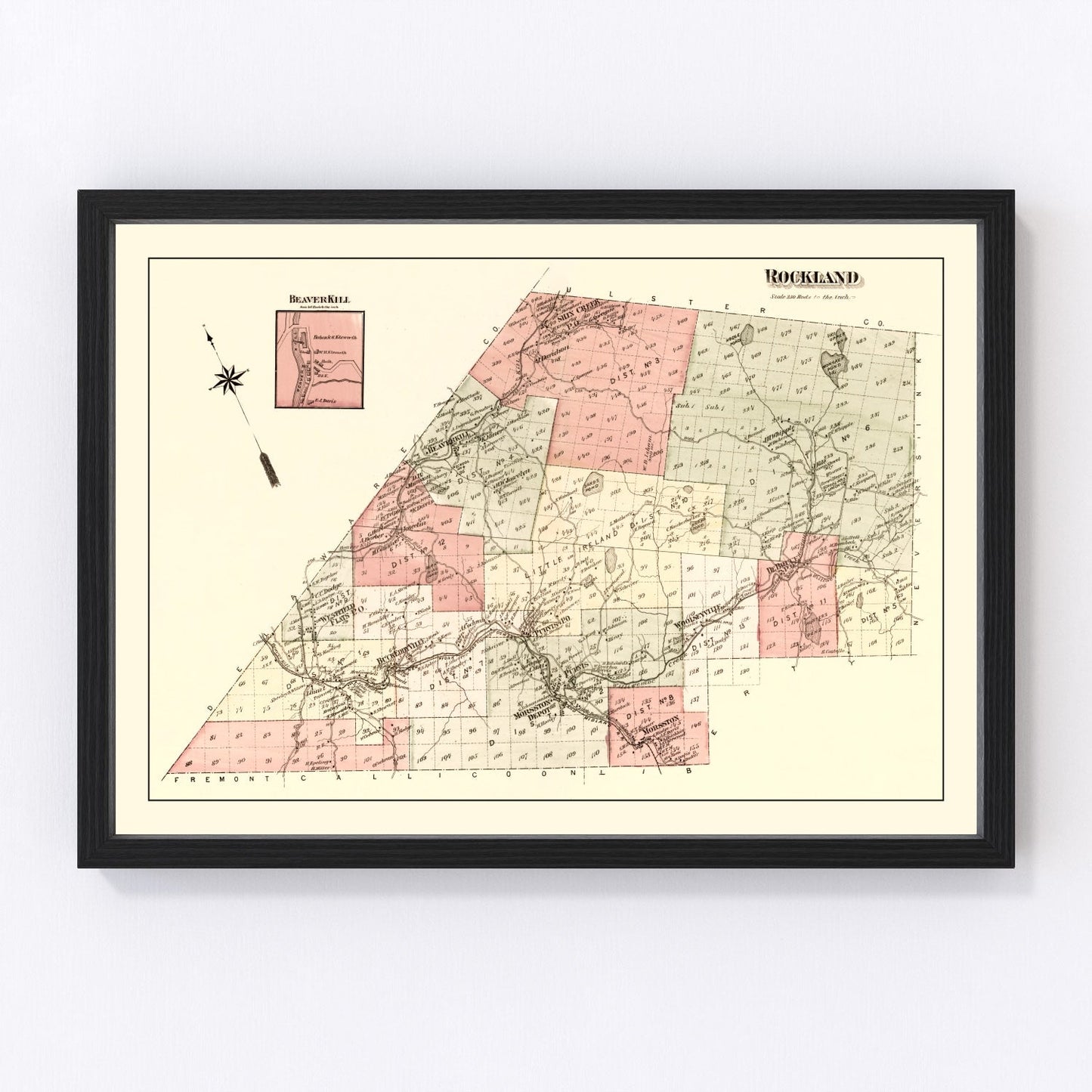 vintage map of Sullivan County, New York, 1875