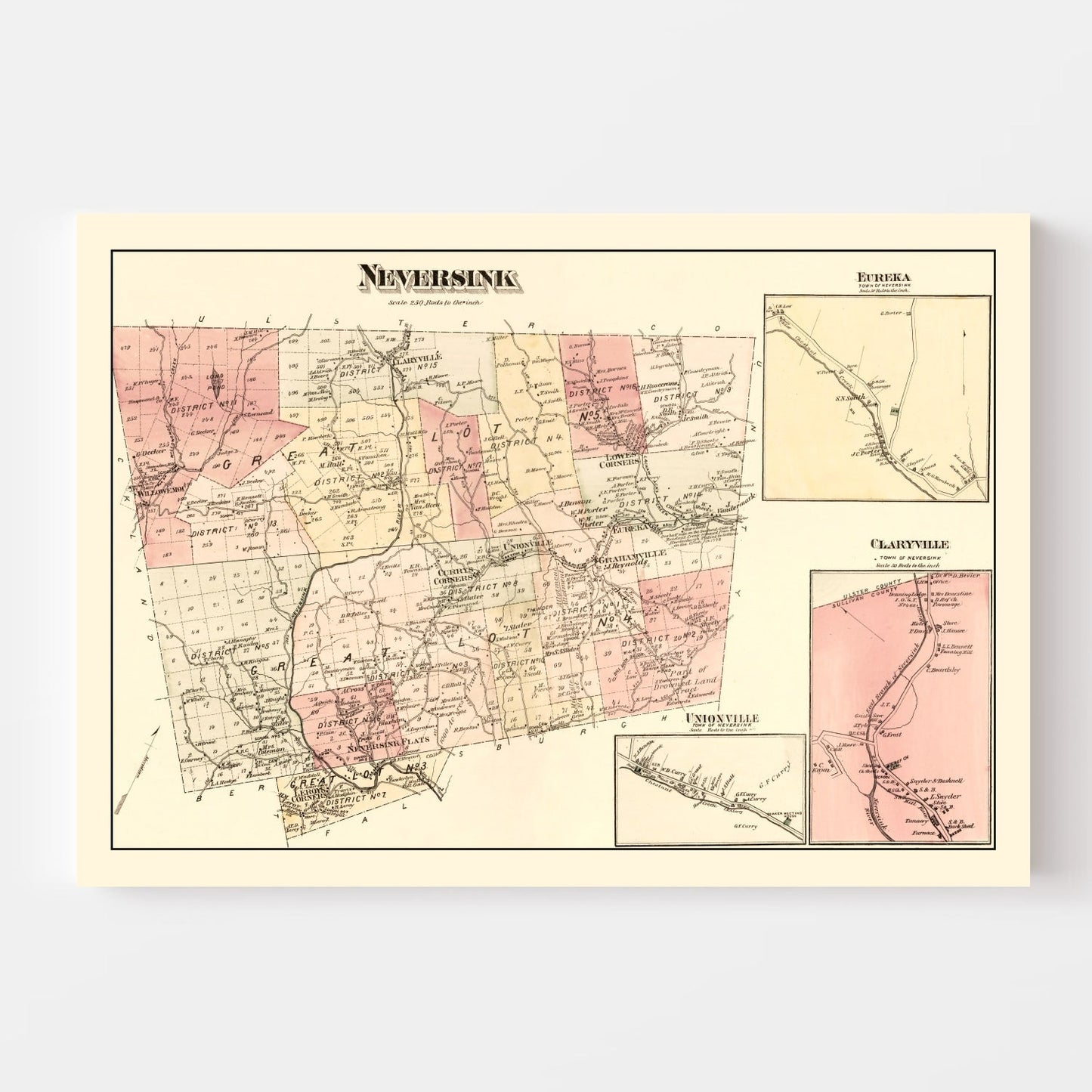 Vintage Map of Sullivan County, New York, 1875
