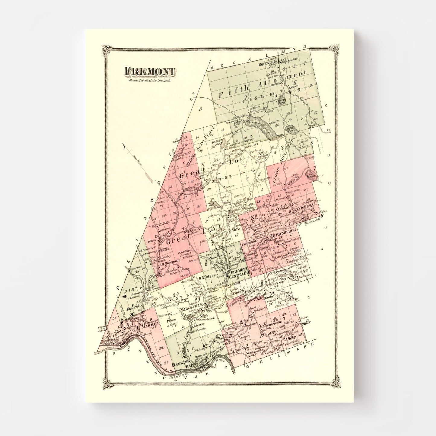 Vintage Map of Fremont Township, Sullivan County, New York, 1875