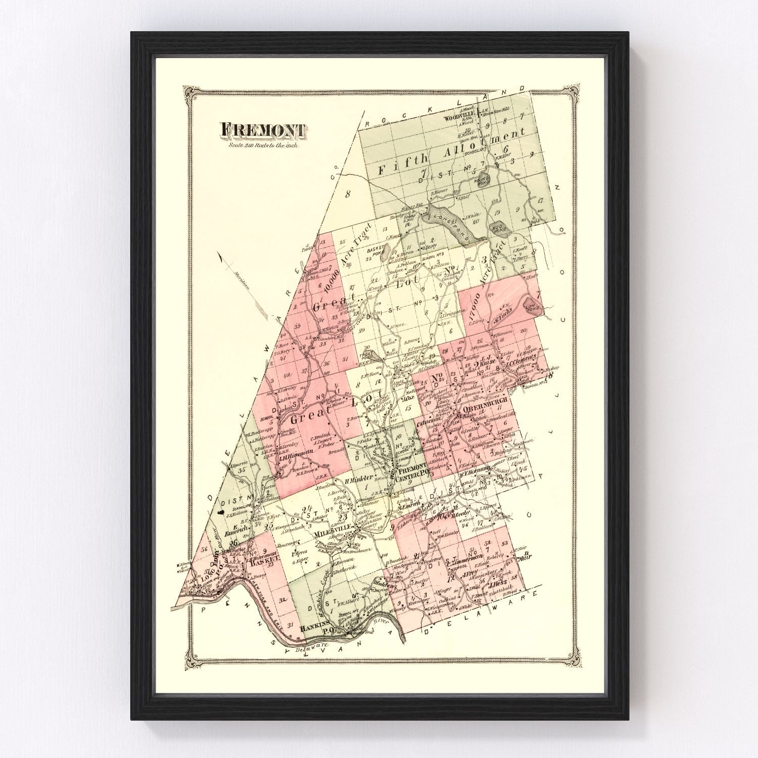 vintage map of Fremont Township, Sullivan County, New York, 1875