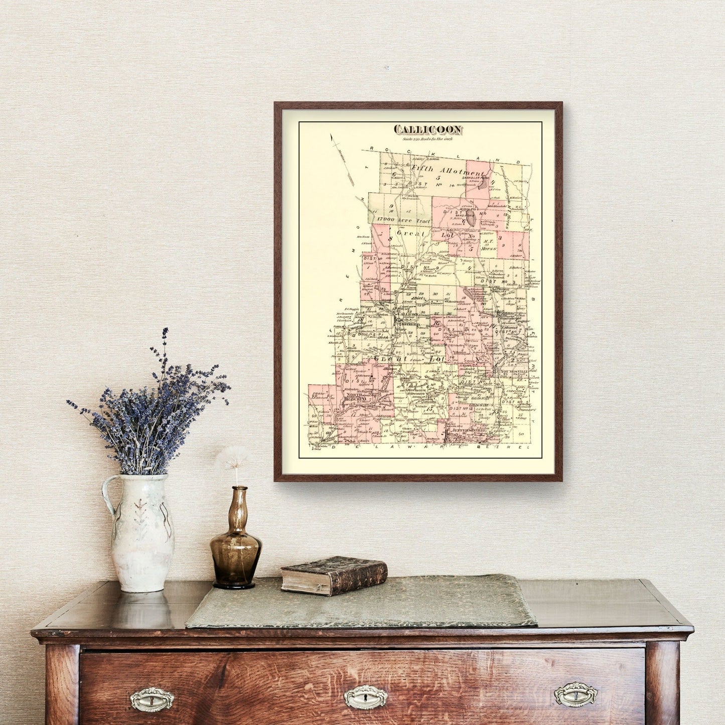 Vintage Map of Callicoon Township, Sullivan County, New York, 1875
