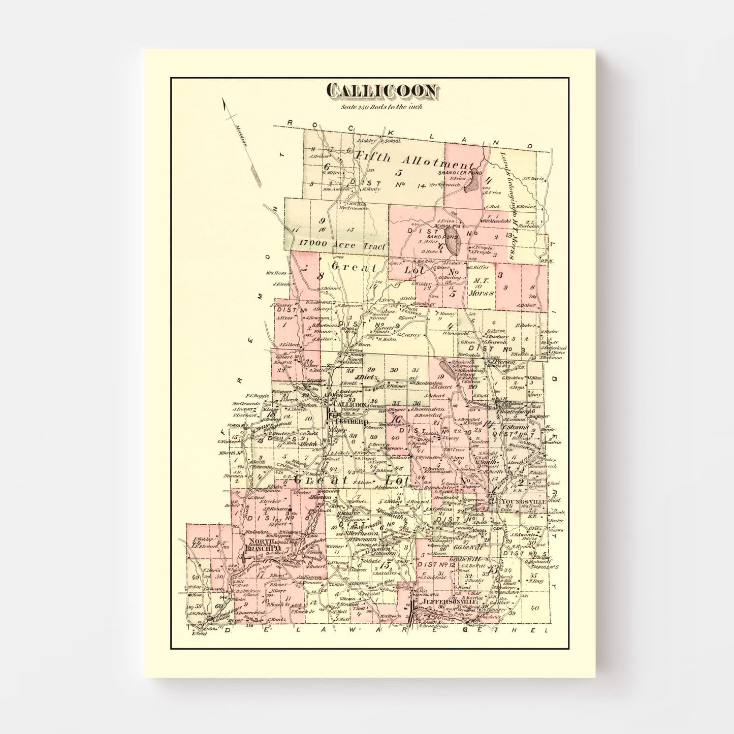Vintage Map of Callicoon Township, Sullivan County, New York, 1875