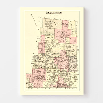 Vintage Map of Callicoon Township, Sullivan County, New York, 1875