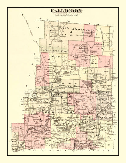 Vintage Map of Callicoon Township, Sullivan County, New York, 1875