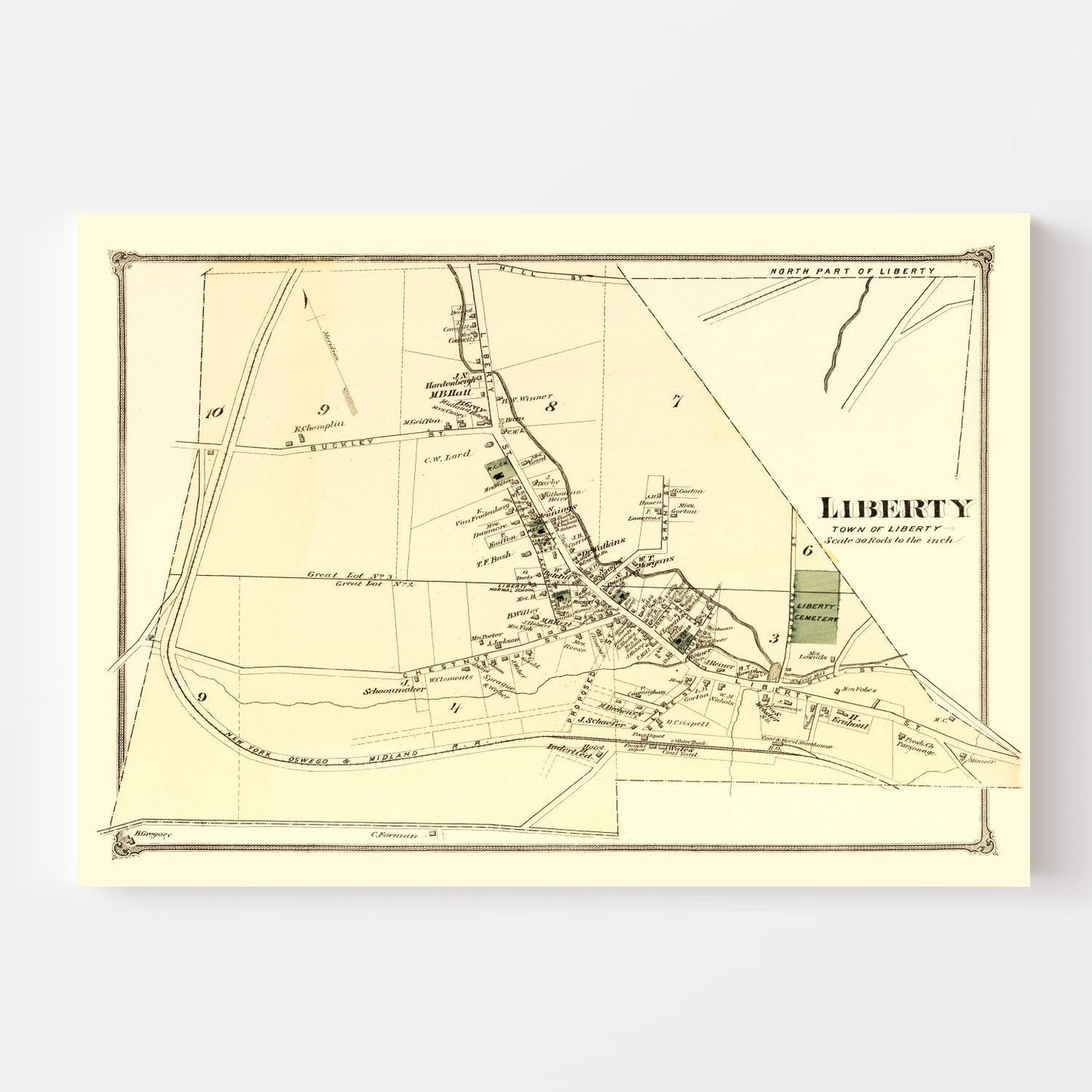 Vintage Map of Liberty Township, New York, 1875
