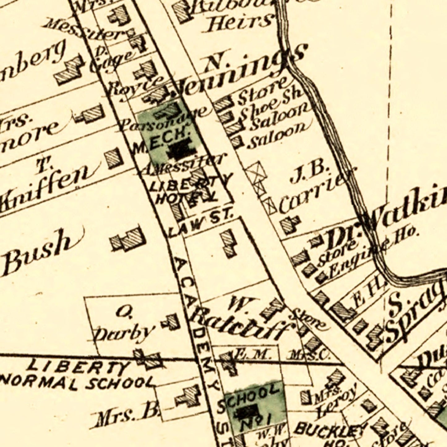 Vintage Map of Liberty Township, New York, 1875