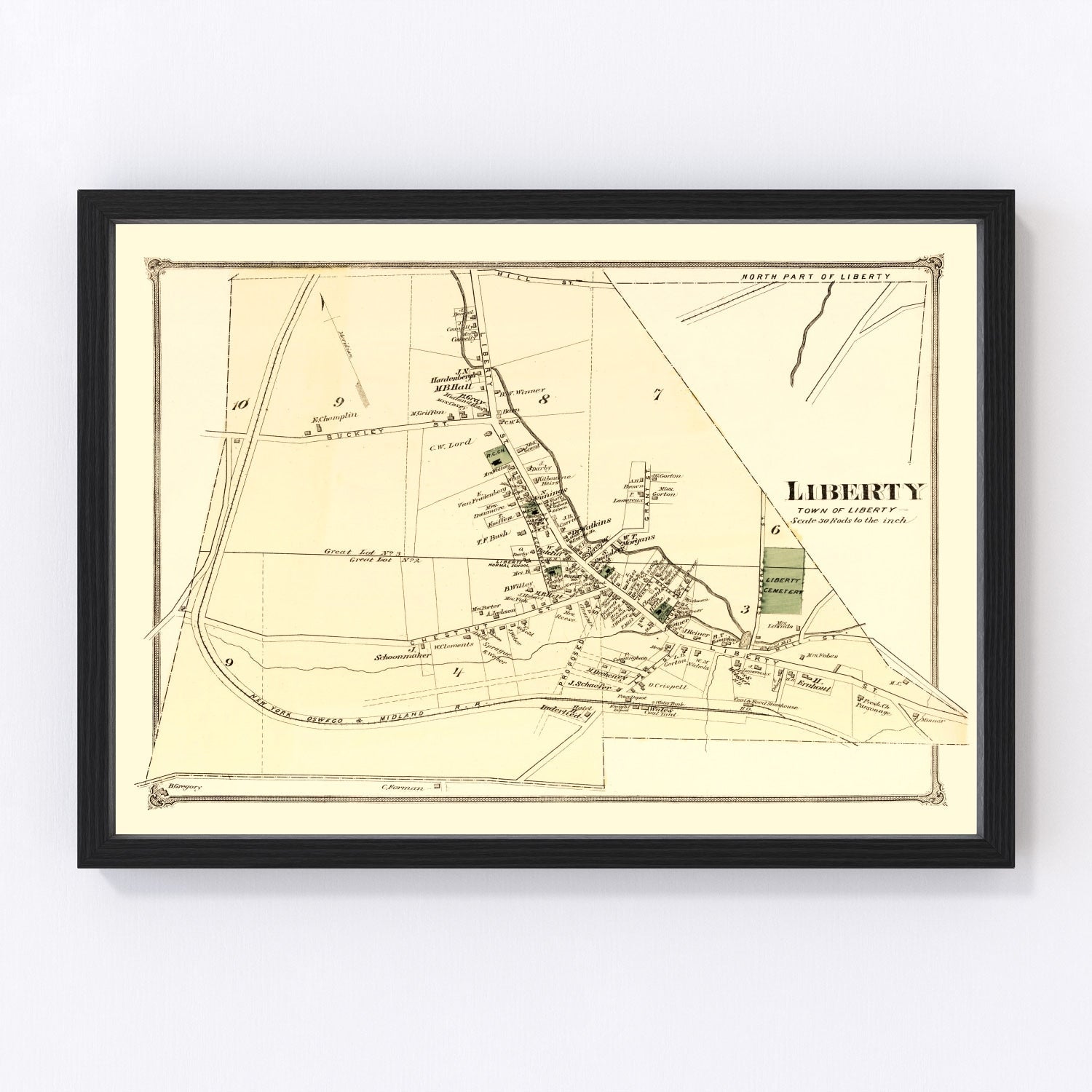 Vintage map of Liberty Township, New York, 1875