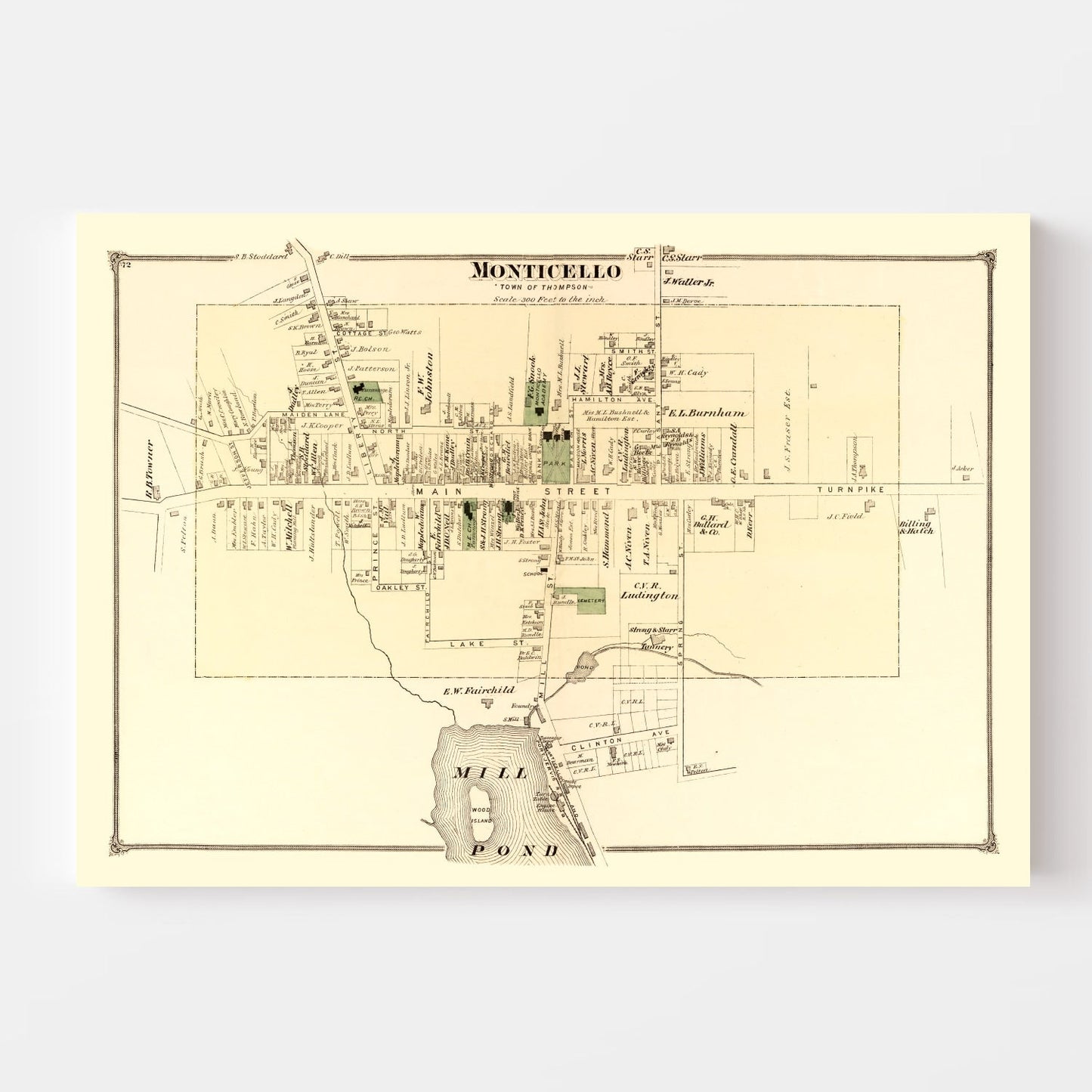 Vintage Map of Monticello Township, New York, 1875