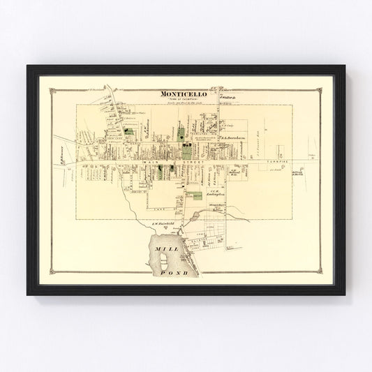 Vintage map of Monticello Township, Sullivan County, New York, 1875