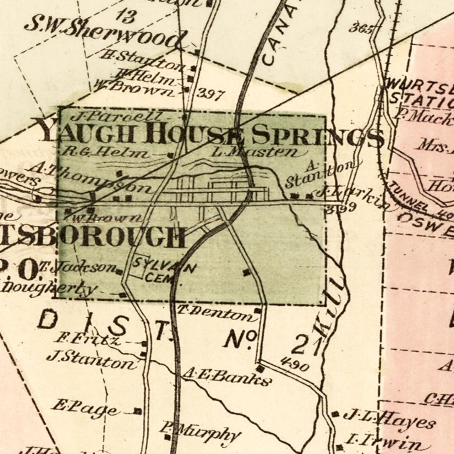 Vintage Map of Sullivan County, New York, 1875