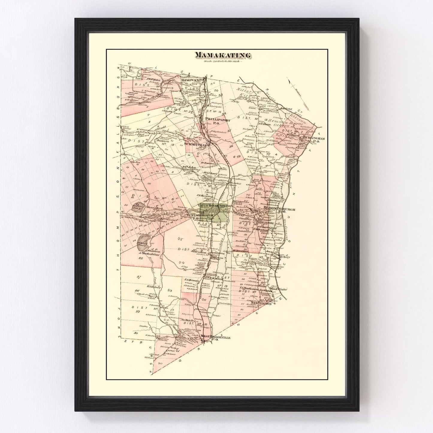 Vintage map of Sullivan County, New York, 1875