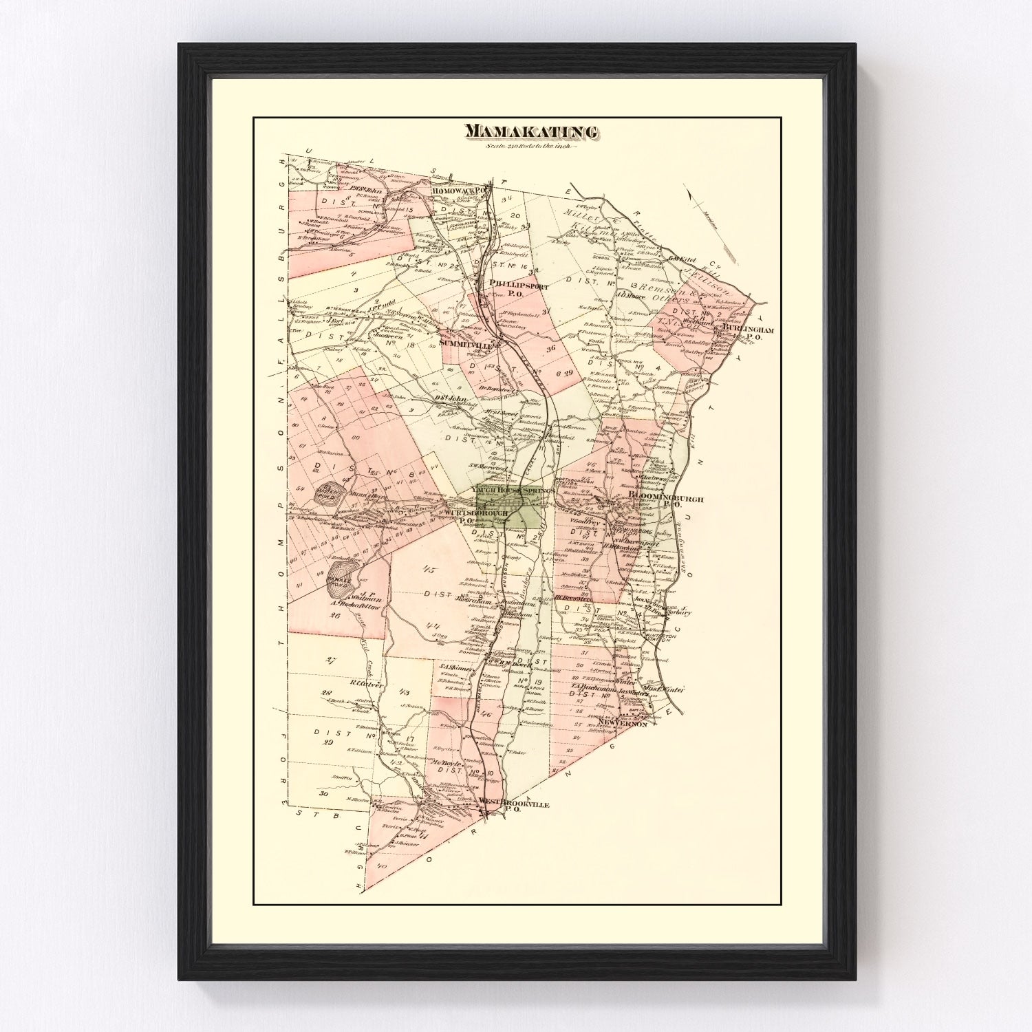 Vintage map of Sullivan County, New York, 1875