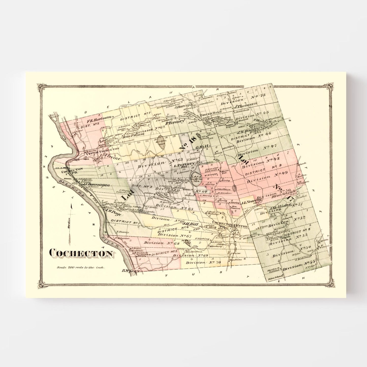 Vintage Map of Cochecton Township, New York 1875
