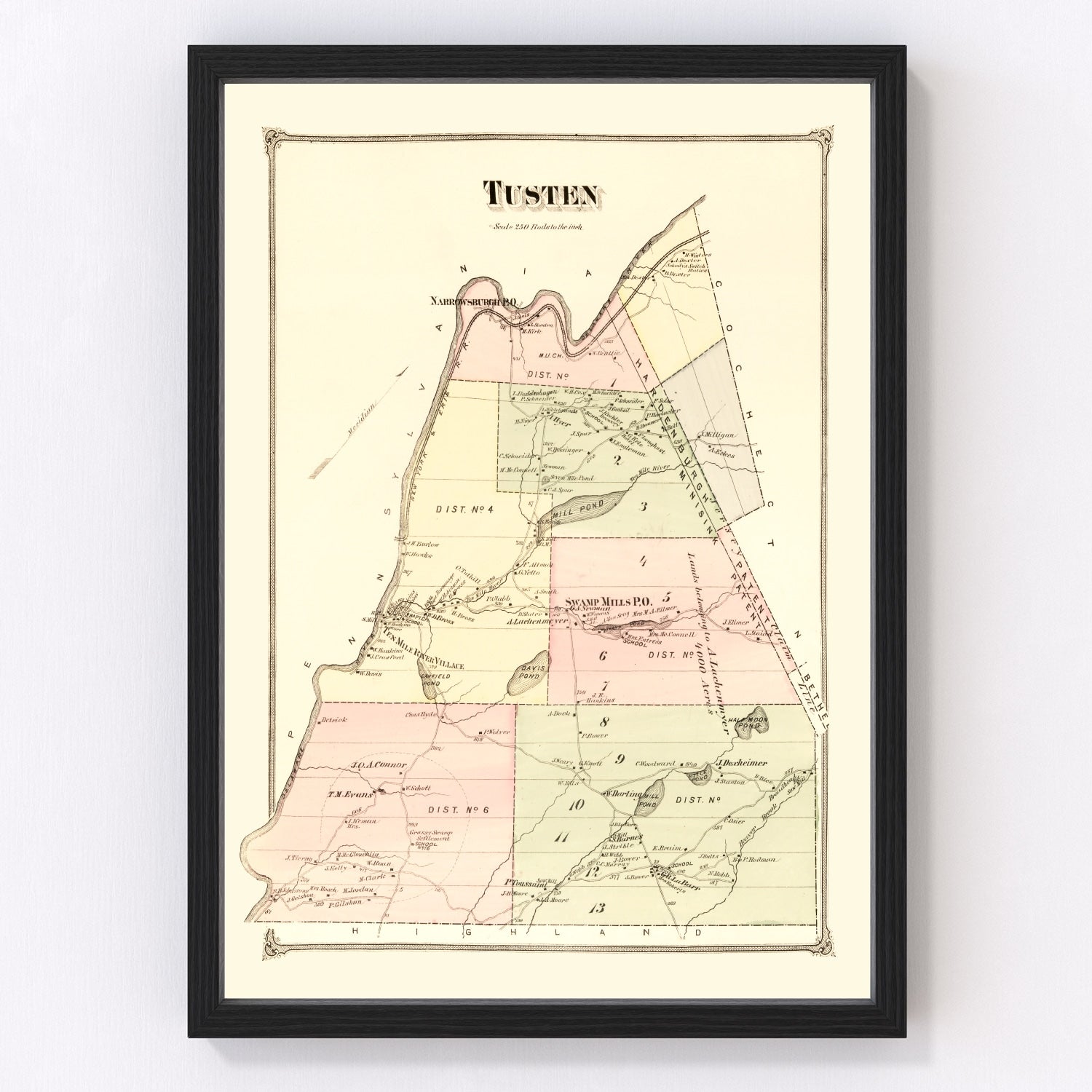 Vintage map of Sullivan County, New York, 1875