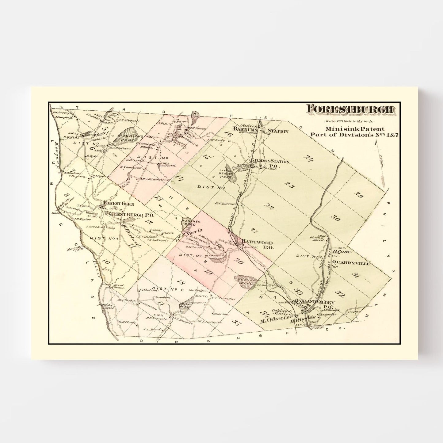 Vintage Map of Forestburgh Township, New York, 1875