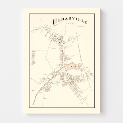 Vintage Map of Cedarville, New Jersey, 1876