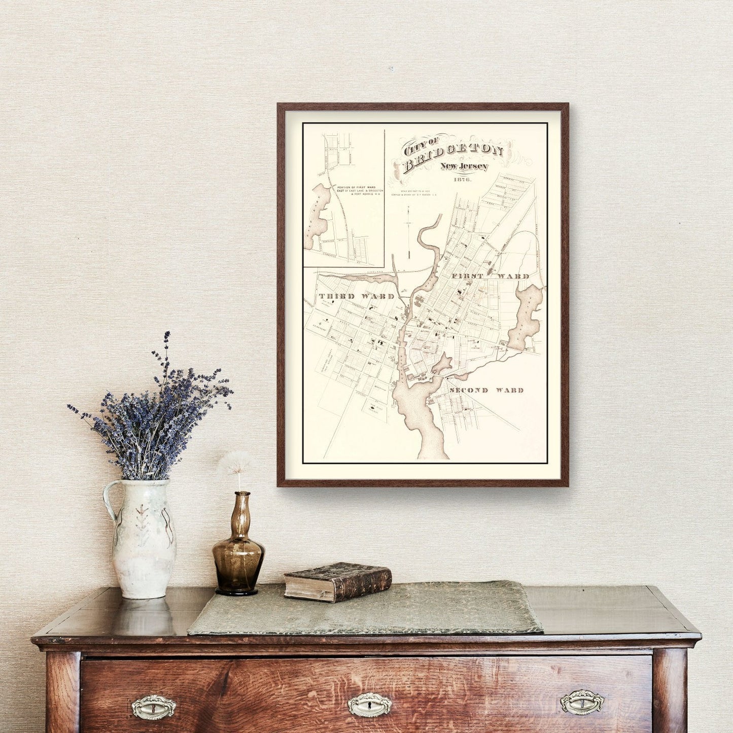 Vintage Map of Bridgeton, New Jersey, 1876