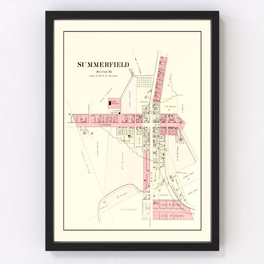 Vintage map of Summerfield, Ohio, 1876