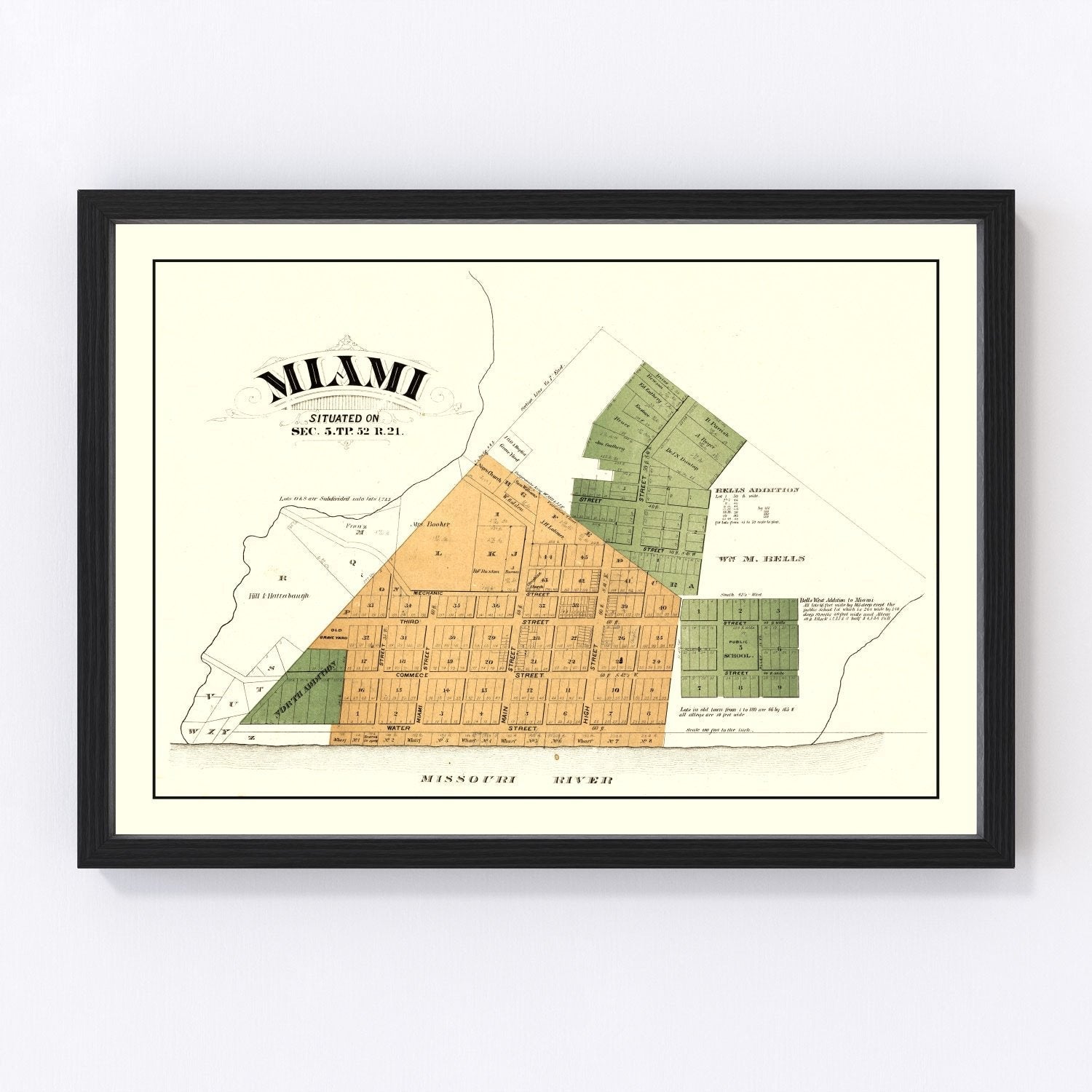 vintage map of Saline County, Missouri, 1876
