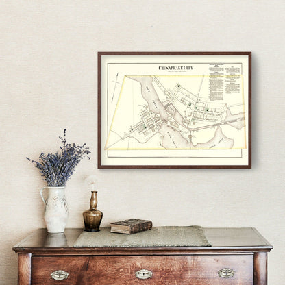 Vintage Map of Chesapeake, Maryland, 1877