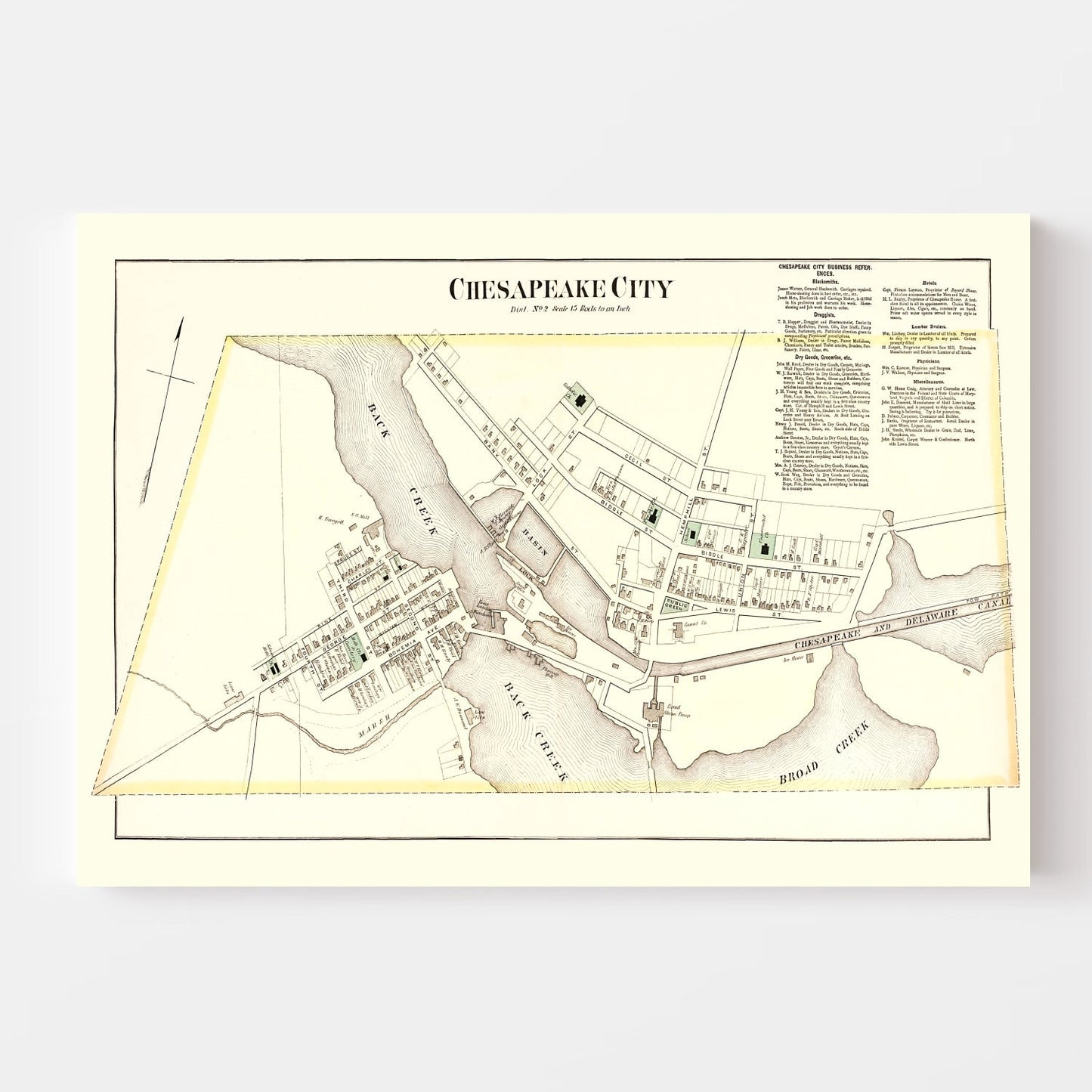 Vintage Map of Chesapeake, Maryland, 1877