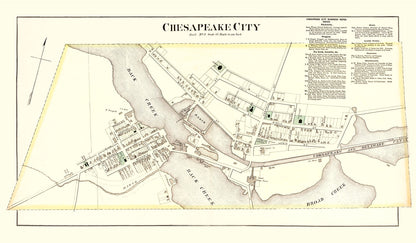 Vintage Map of Chesapeake, Maryland, 1877
