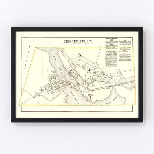Vintage map of Chesapeake, Calvert County, Maryland, 1877, digitally restored print
