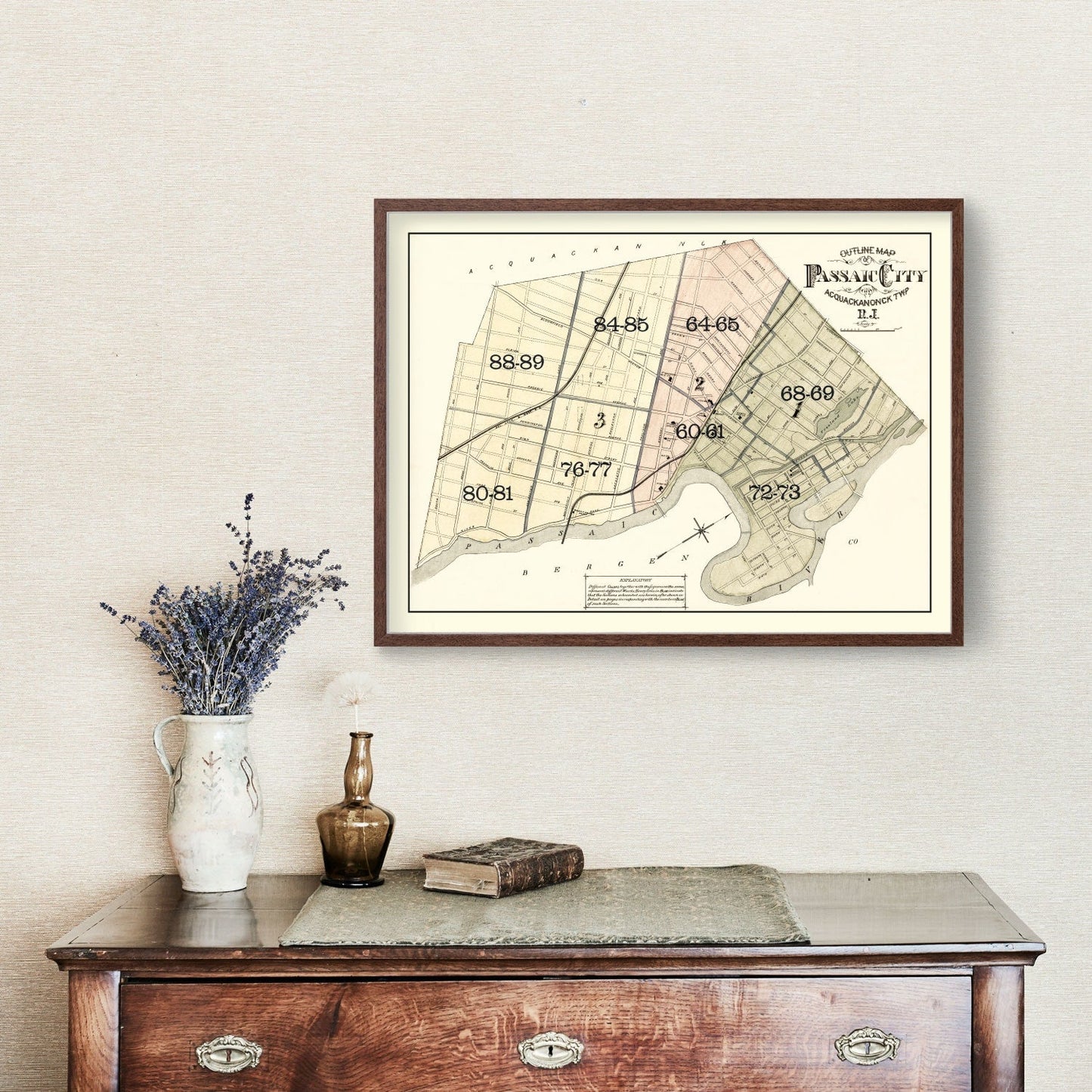 Vintage Map of Passaic, New Jersey, 1877
