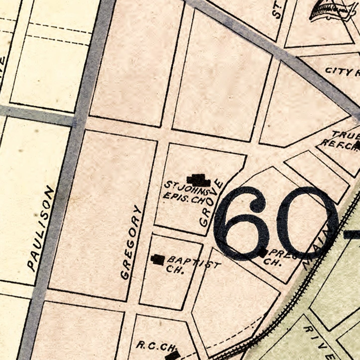 Vintage Map of Passaic, New Jersey, 1877