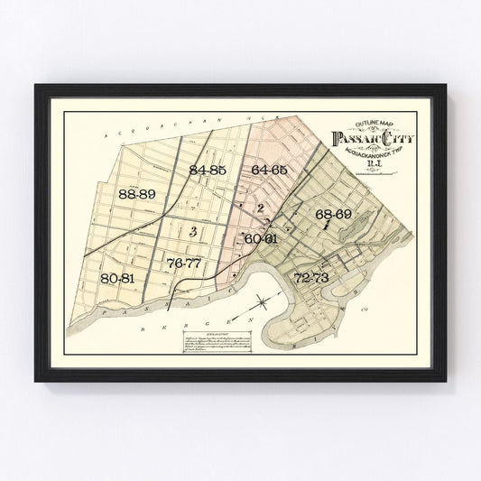 Vintage map of Passaic, New Jersey, 1877