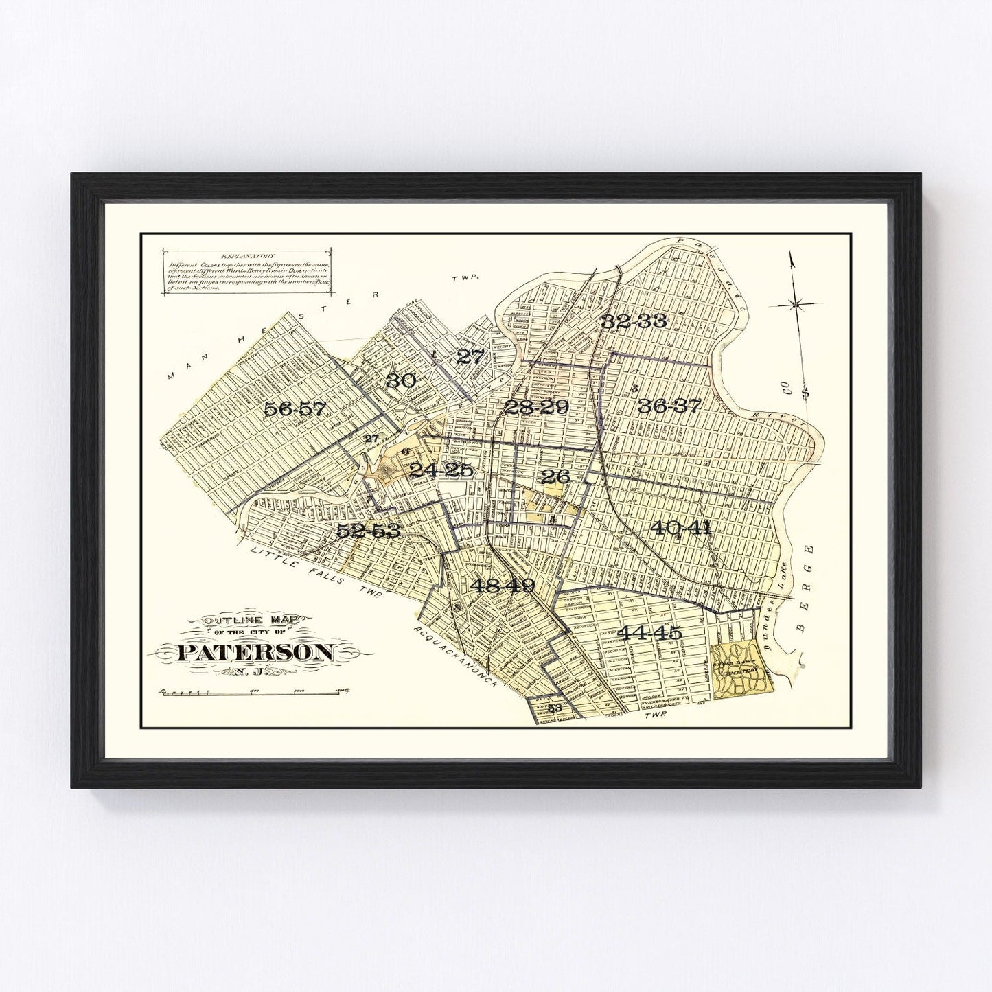 Vintage map of Paterson, New Jersey, 1877