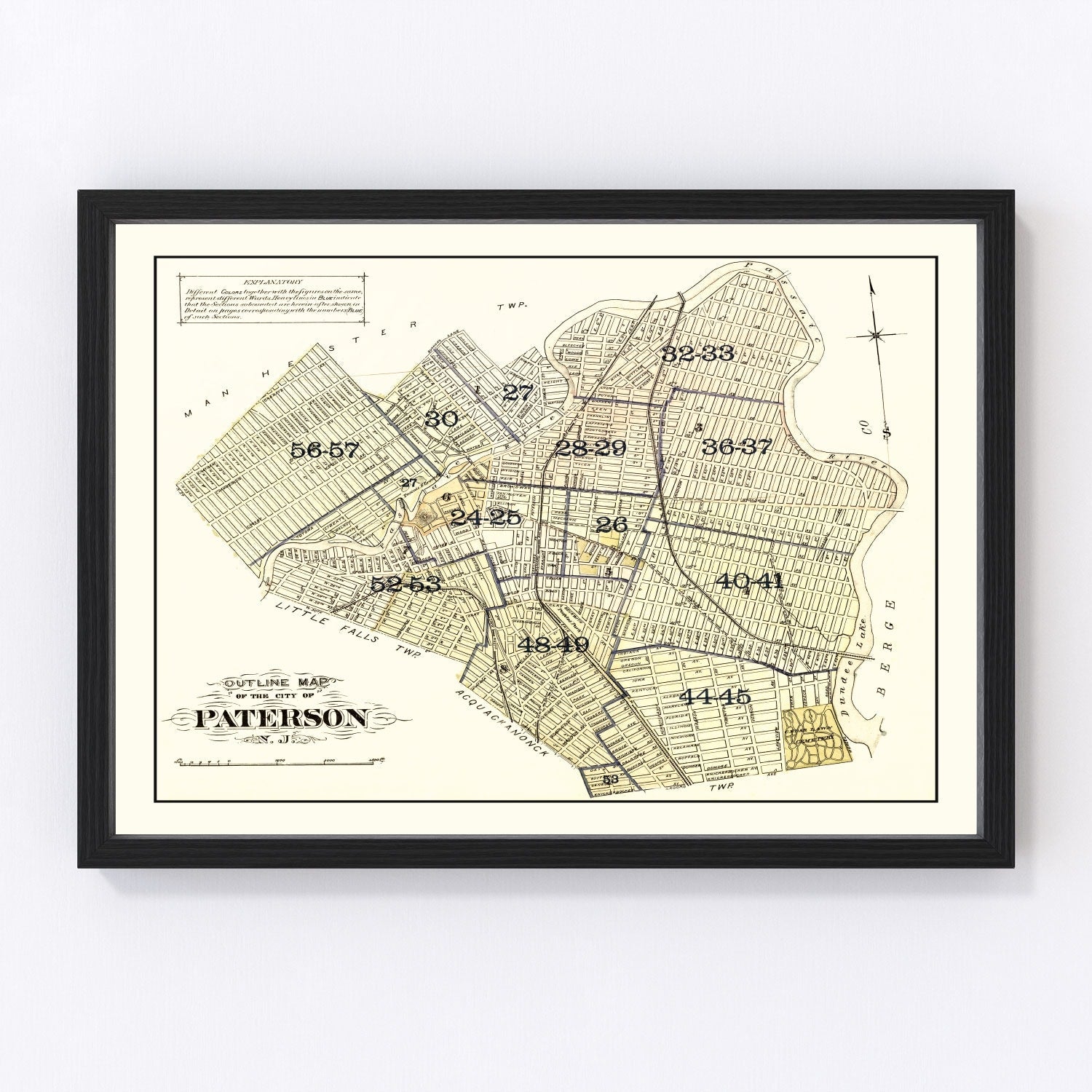 Vintage map of Paterson, New Jersey, 1877