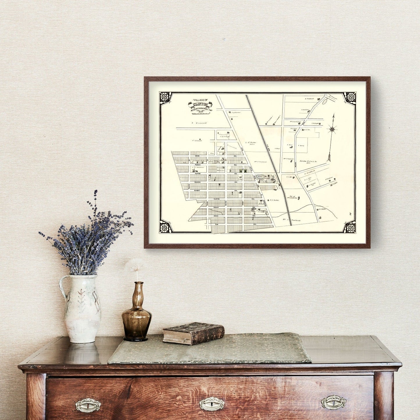 Vintage Map of Clifton, New Jersey, 1877