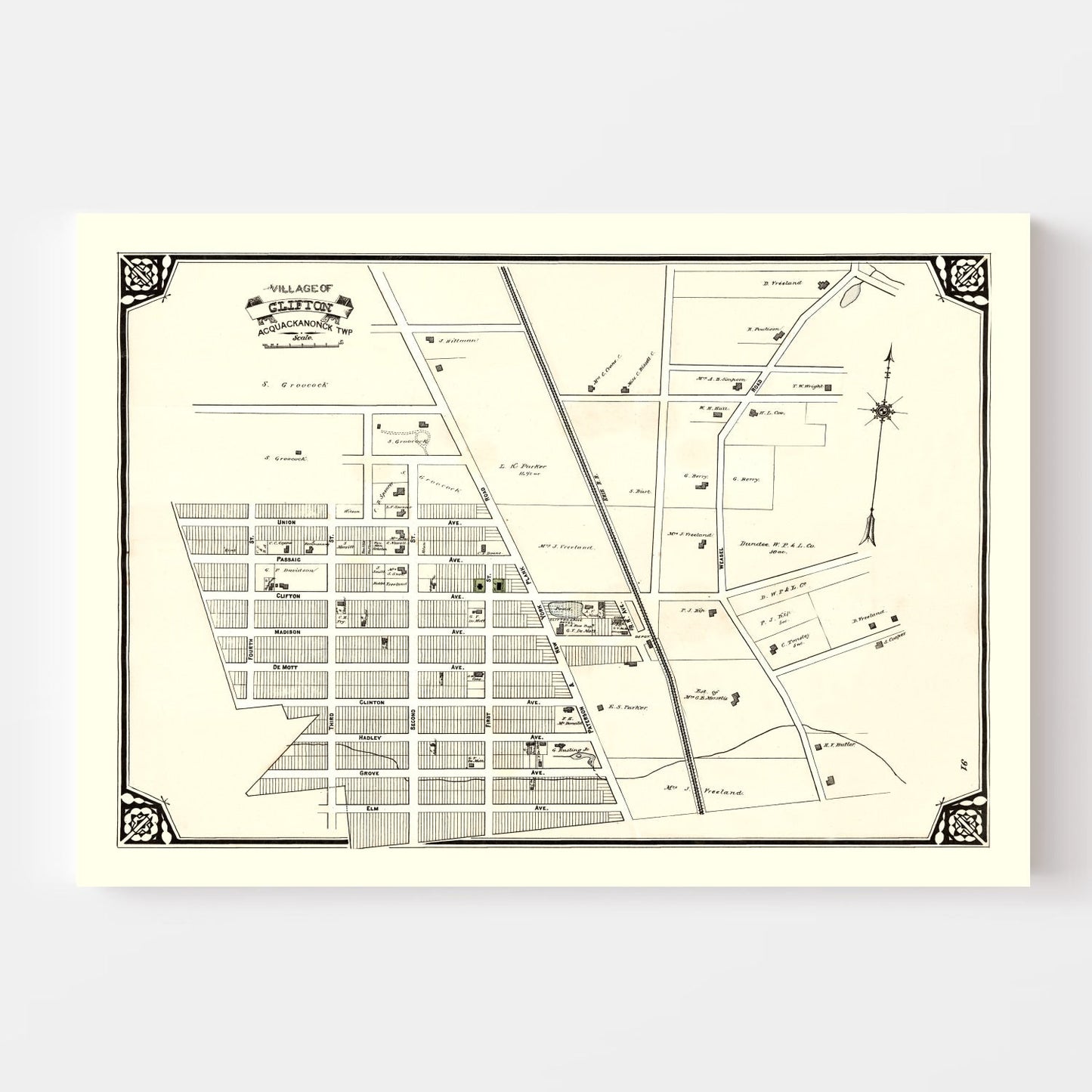 Vintage Map of Clifton, New Jersey, 1877