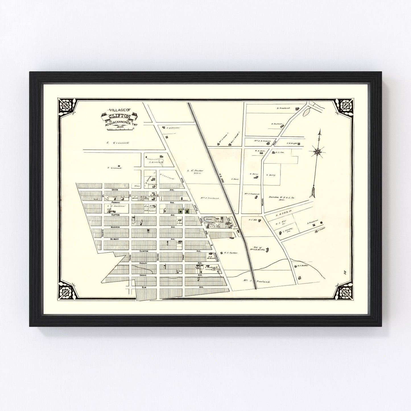 vintage map of Clifton, New Jersey, 1877