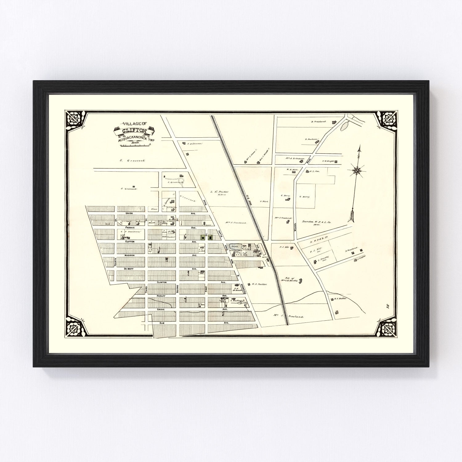 vintage map of Clifton, New Jersey, 1877