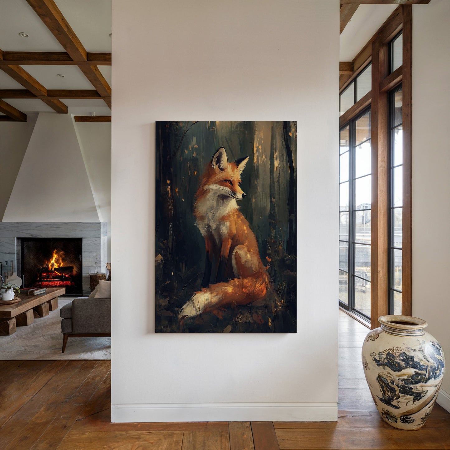Fox in Mystical Forest Woodland Animal Wall Art Print