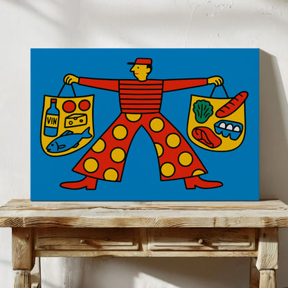 French Grocery Run Whimsical Kitchen Wall Art