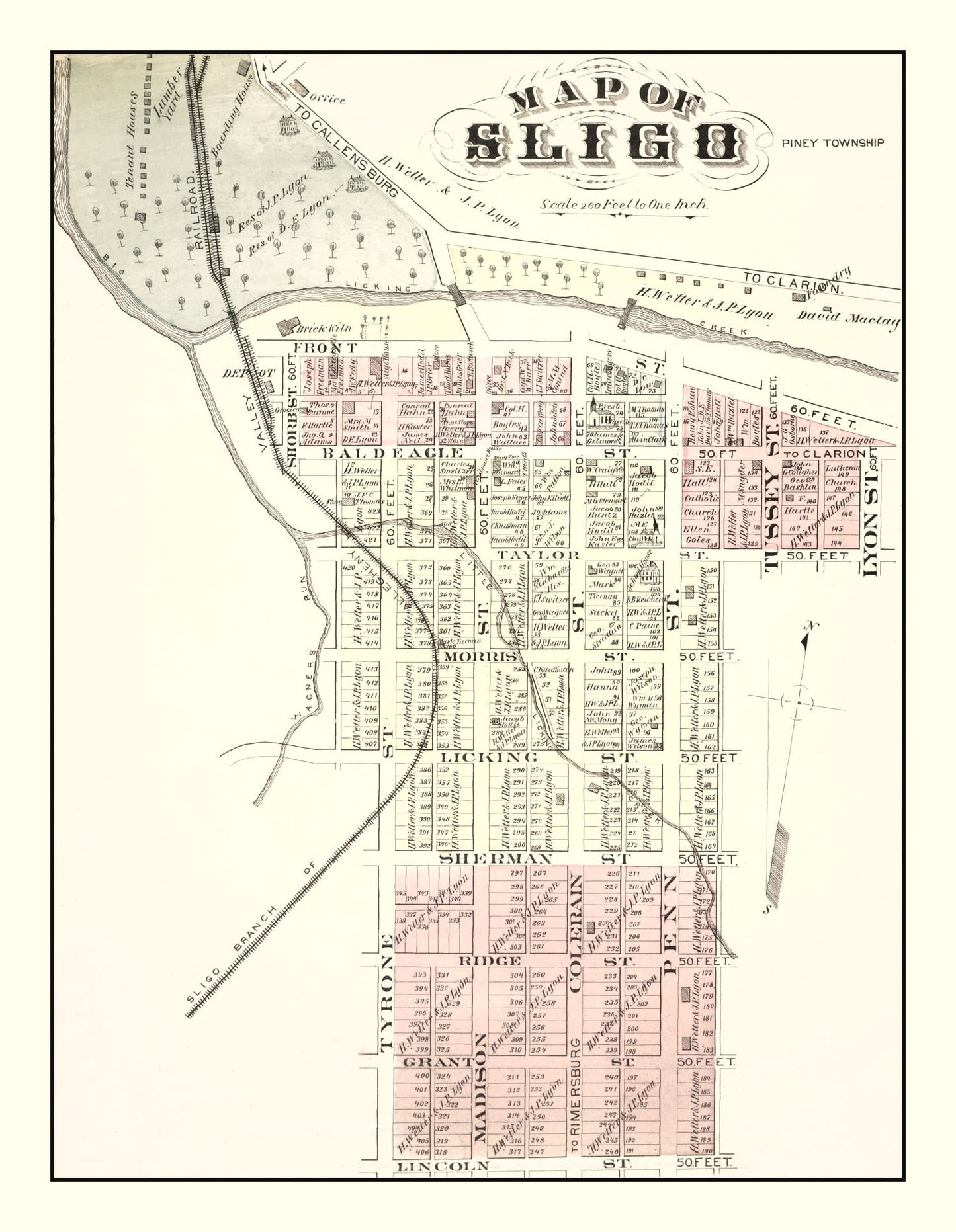 Vintage Map of Sligo, Pennsylvania, 1877
