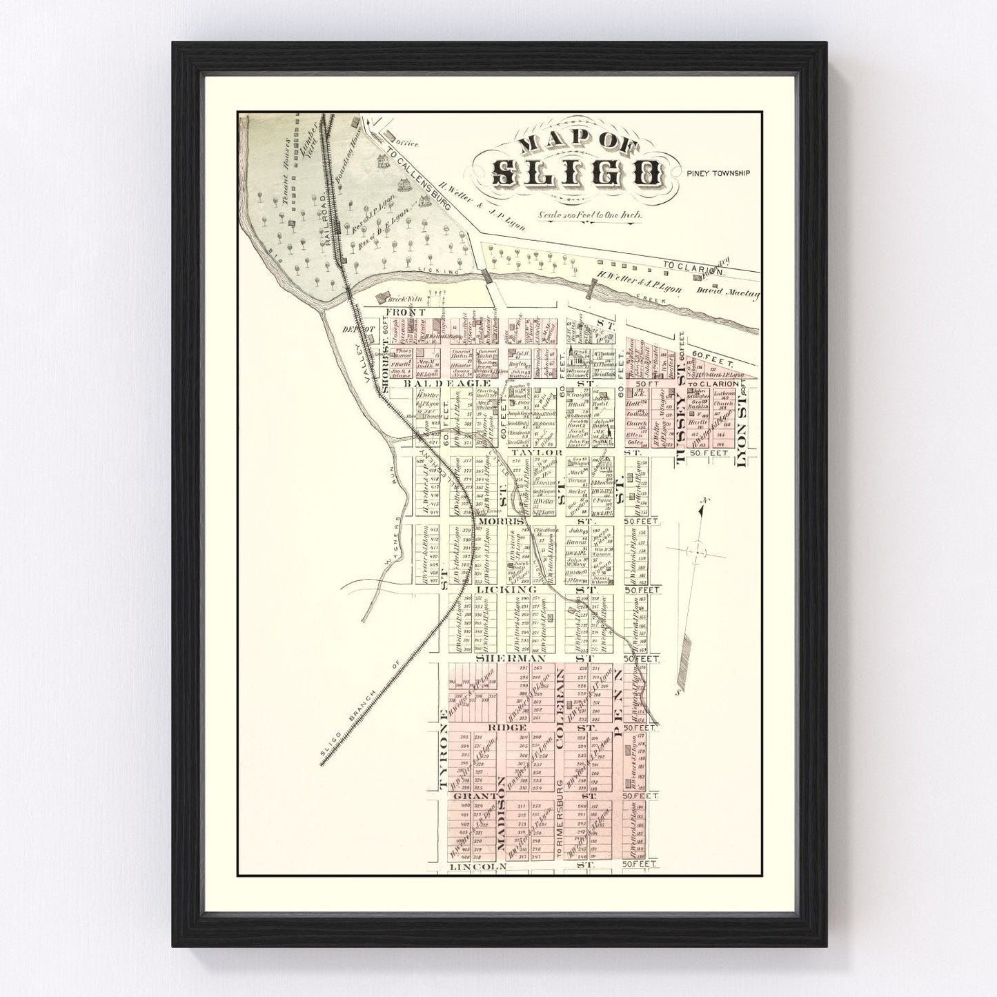 Vintage map of Sligo, Pennsylvania, 1877
