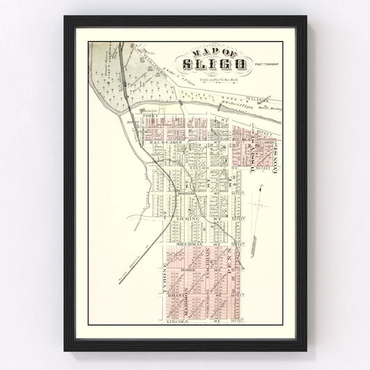 Vintage map of Sligo, Pennsylvania, 1877