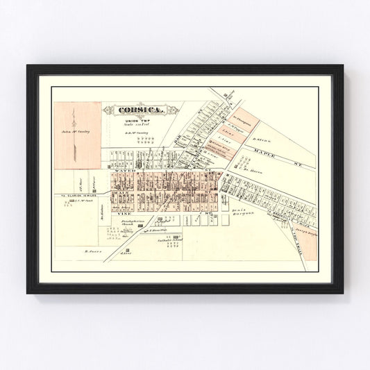 Vintage map of Corsica, Pennsylvania, 1878
