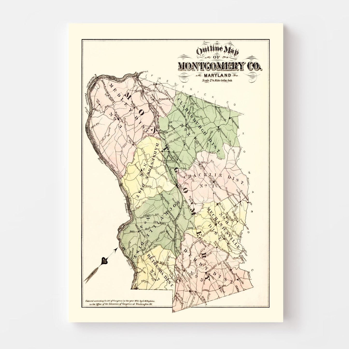Vintage Map of Montgomery County, Maryland, 1879
