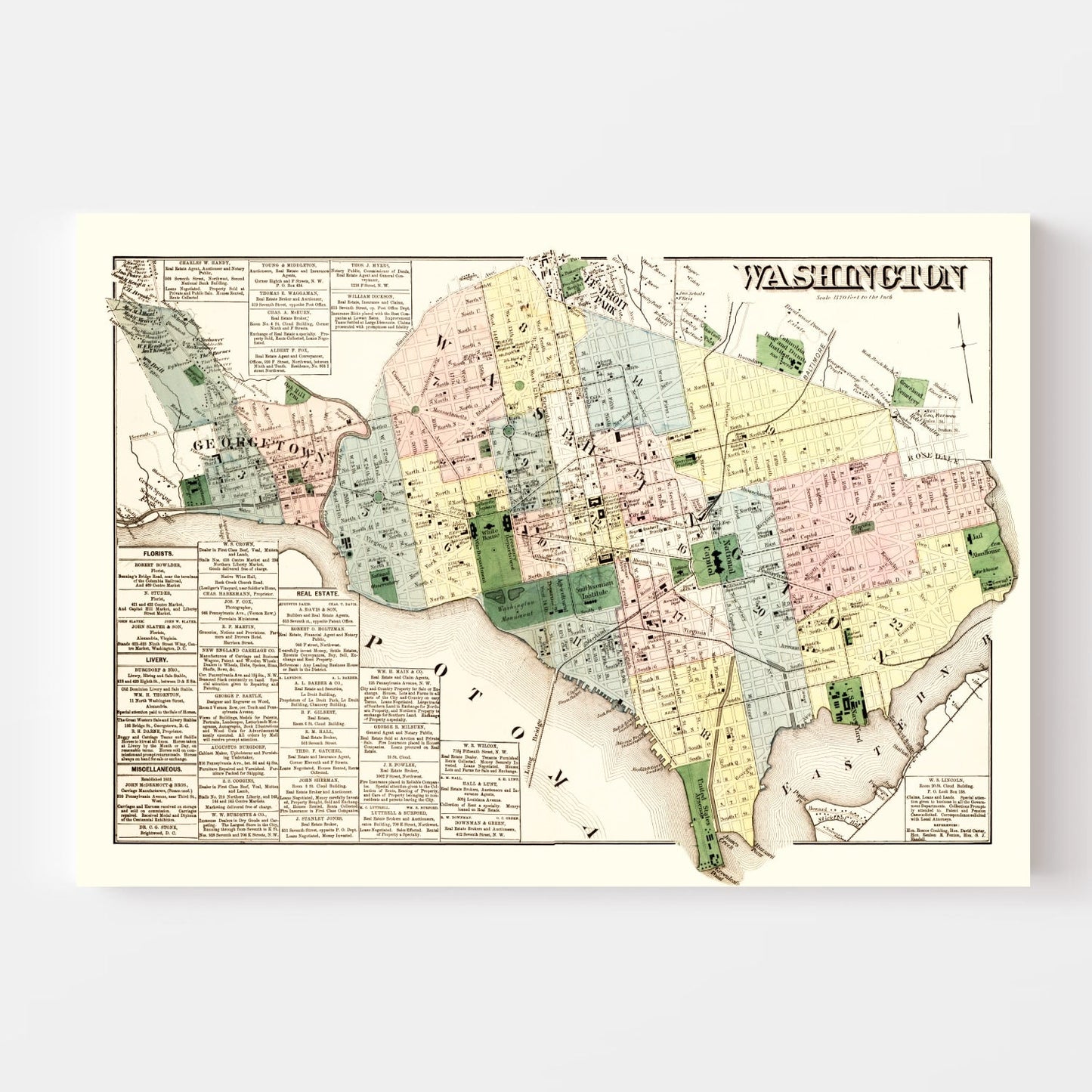 Vintage Map of Washington, DC 1879