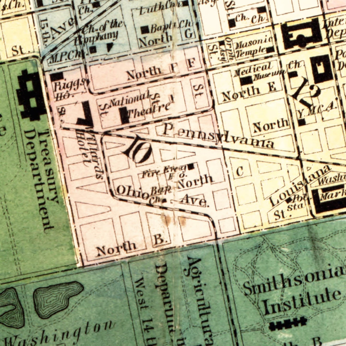Vintage Map of Washington, DC 1879